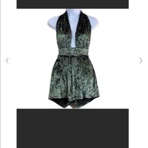 Dark Green Velvet Romper
